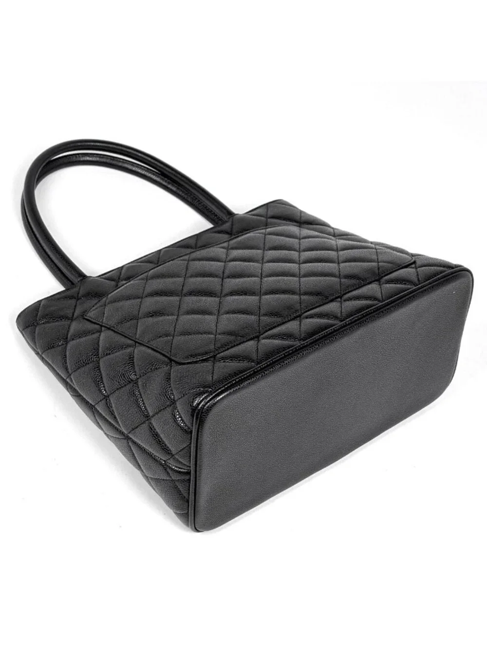 Chanel Reissue Tote Handbag CC Logo Caviar Leather Black